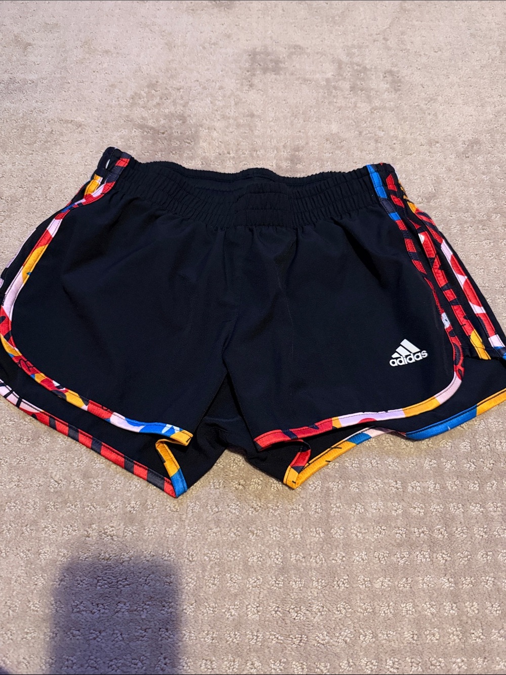 adidas Black Women's Athletic Shorts with Multicolor Trim